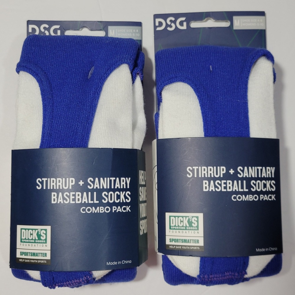 DSG Baseball Stirrup Socks Medium Womens 5-10 Mens 4-8 Shoe Unisex Blue LOT of 2